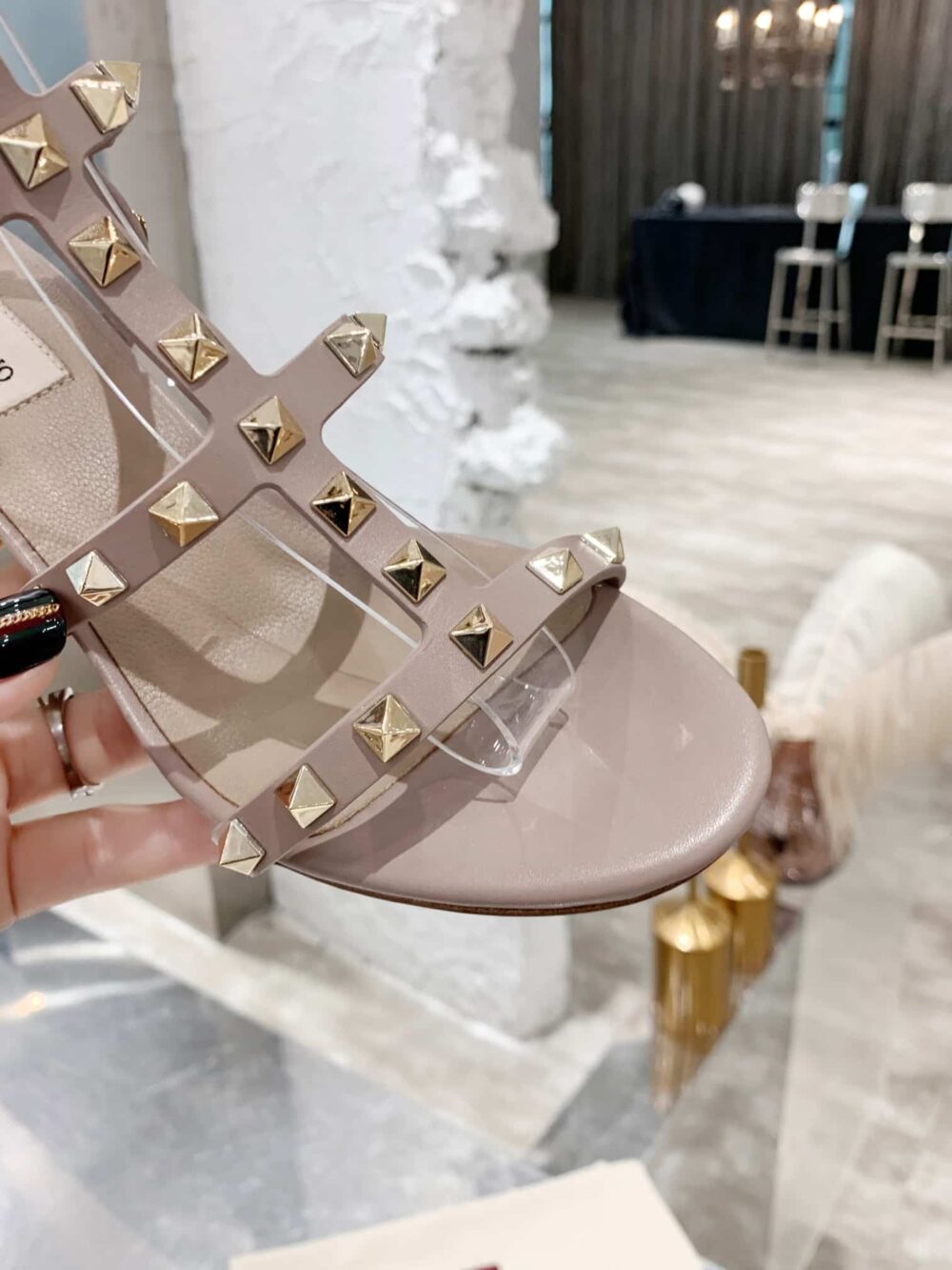 VALENTINO GARAVANI ROCKSTUD ANKLE STRAP SANDAL BEIGE 5W2S0491VBP P45 - Image 5