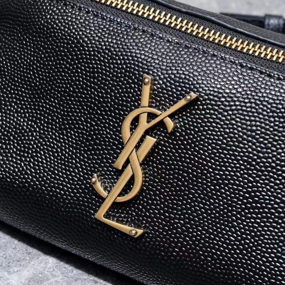 SAINT LAURENT BELT BAG YSL LOGO APPLIQUÉD LEATHER BLACK 25CM - Image 6