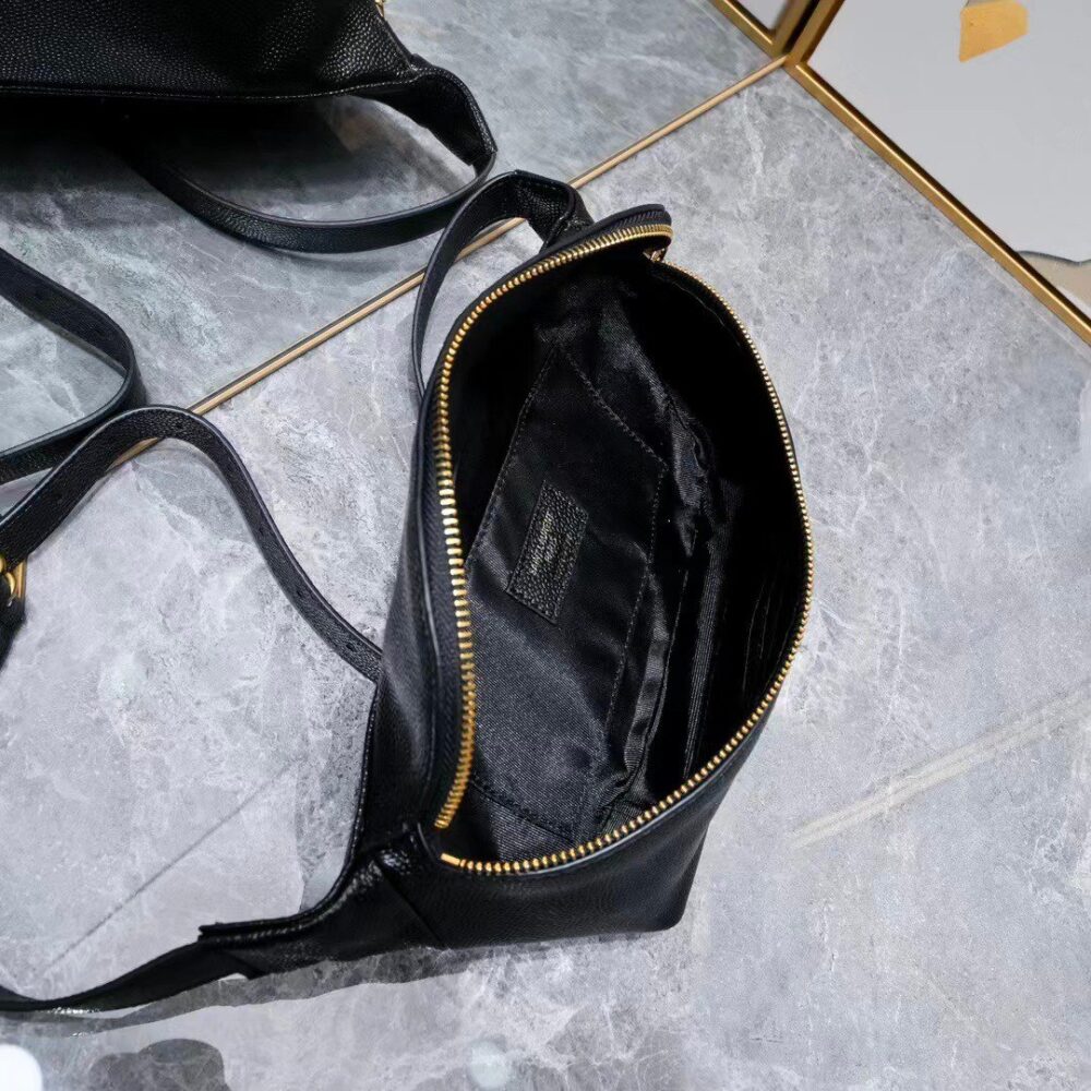 SAINT LAURENT BELT BAG YSL LOGO APPLIQUÉD LEATHER BLACK 25CM - Image 7