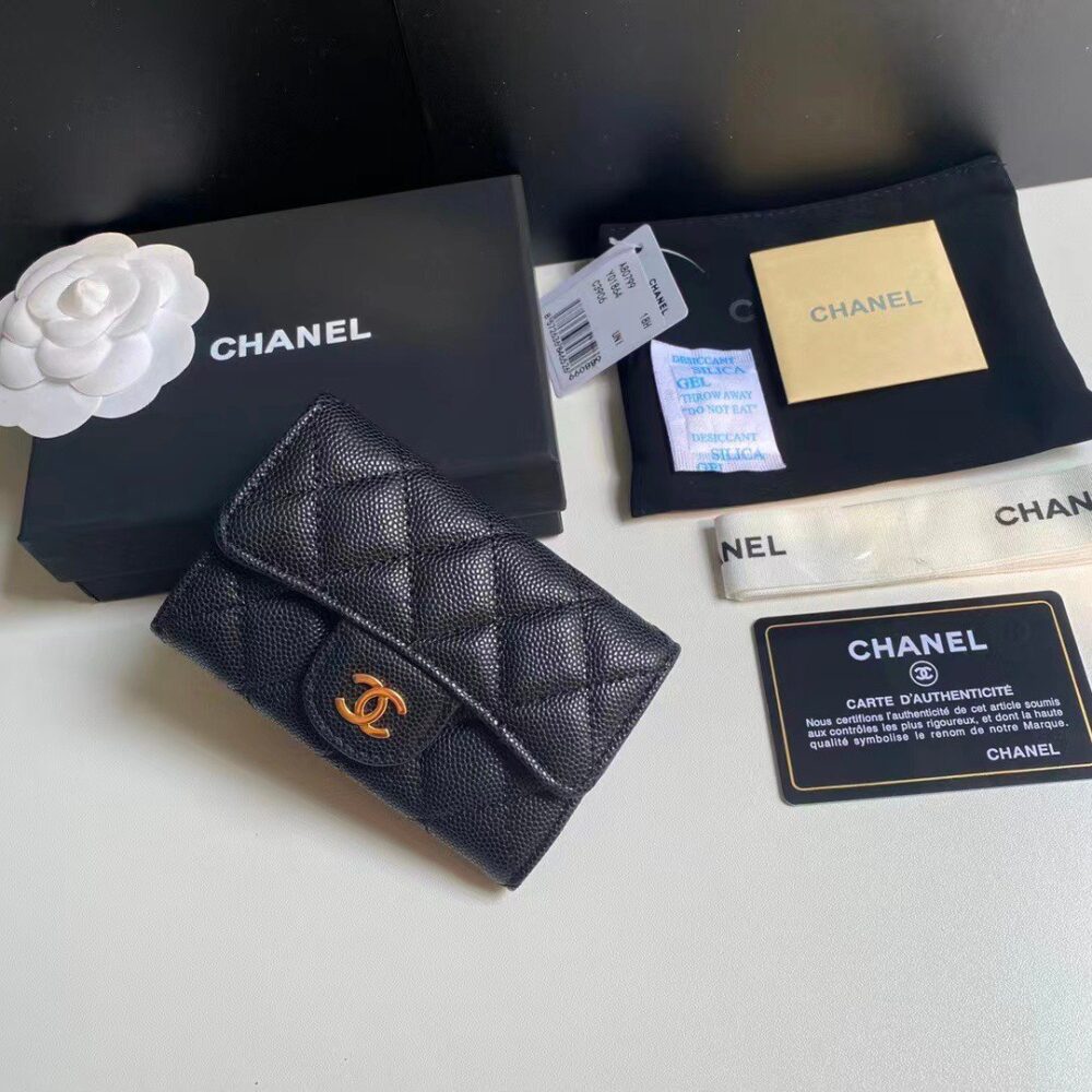 CHANEL CLASSIC CARD HOLDER GRAIN LEATHER BLACK WITH GOLD HARDWARE 11CM AP0214 Y01864 C3906 - Image 4