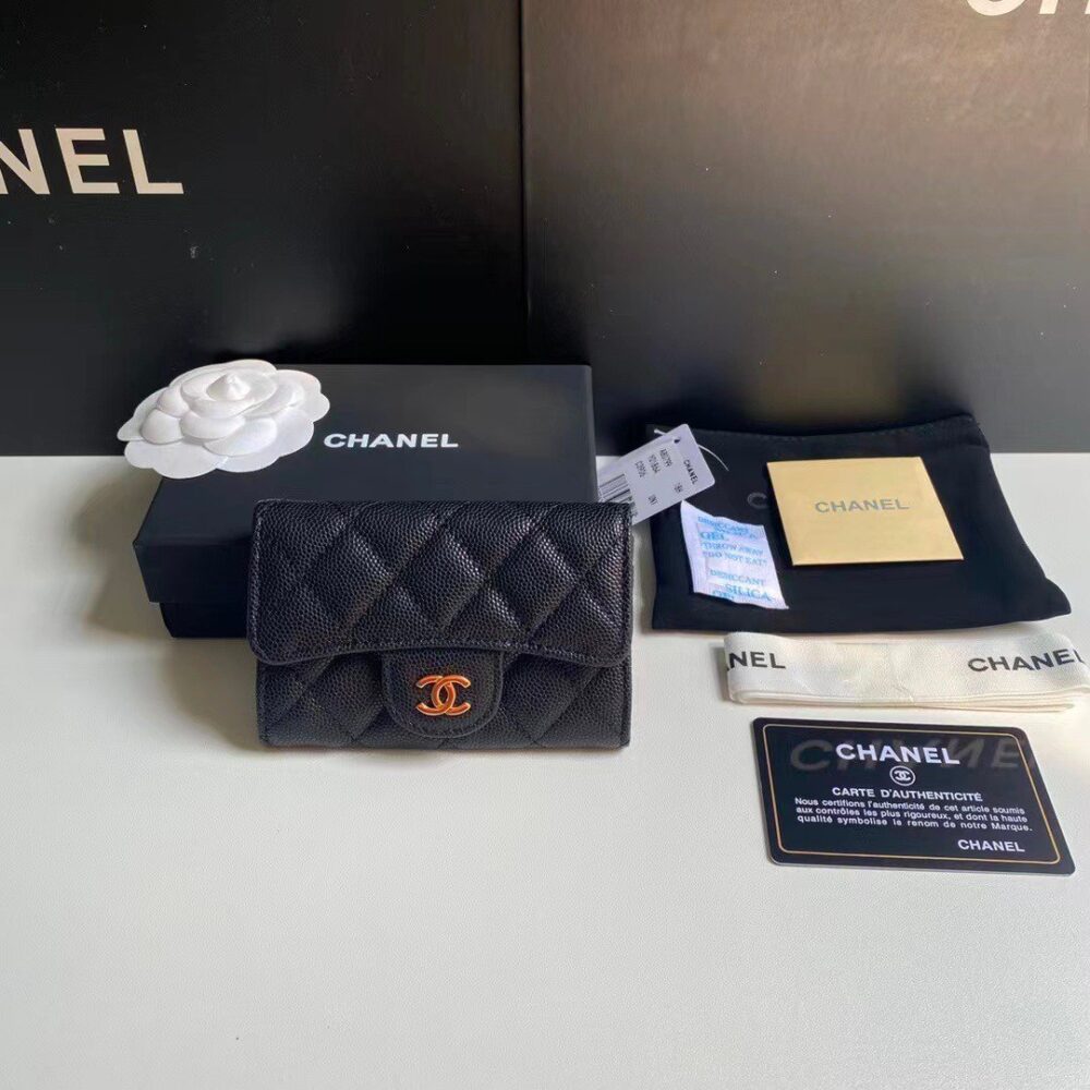 CHANEL CLASSIC CARD HOLDER GRAIN LEATHER BLACK WITH GOLD HARDWARE 11CM AP0214 Y01864 C3906 - Image 2