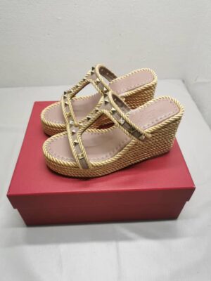 Alternative view of VALENTINO ROCKSTUD WEDGE IN BEIGE