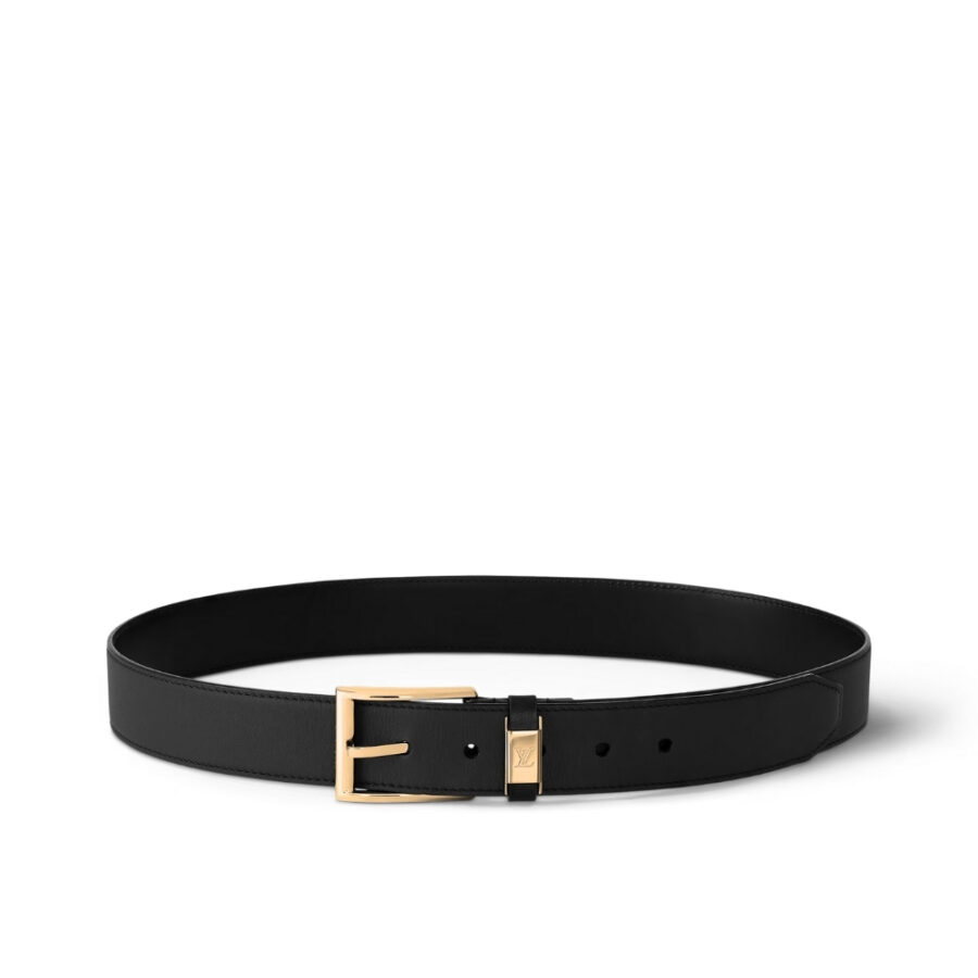 Louis Vuitton LV City Pin Belt Gold Hardware Black 35mm