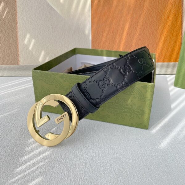 GUCCI MEN'S REVERSIBLE GG BELT GOLD HARDWARE BLACK 40MM - Image 3