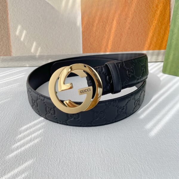 GUCCI MEN'S REVERSIBLE GG BELT GOLD HARDWARE BLACK 40MM - Image 4