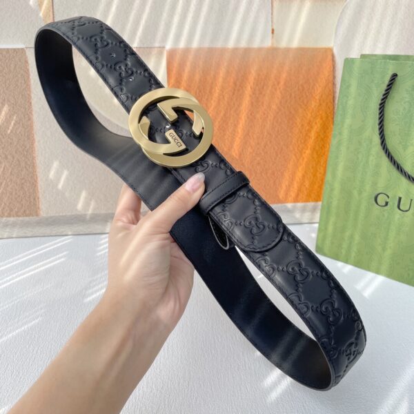 GUCCI MEN'S REVERSIBLE GG BELT GOLD HARDWARE BLACK 40MM - Image 6