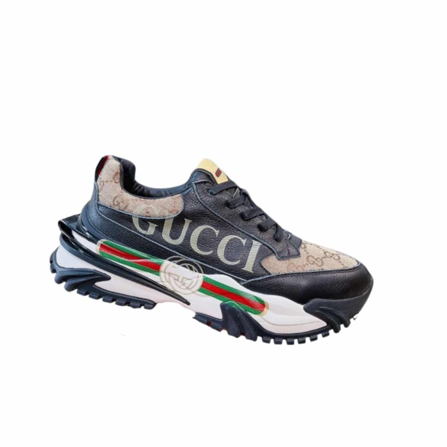 GUCCI GC RHYTHON LEATHER SNEAKER BLACK