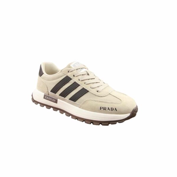 PRADA MEN’S SNEAKERS SUEDE WITH STRIPE BEIGE