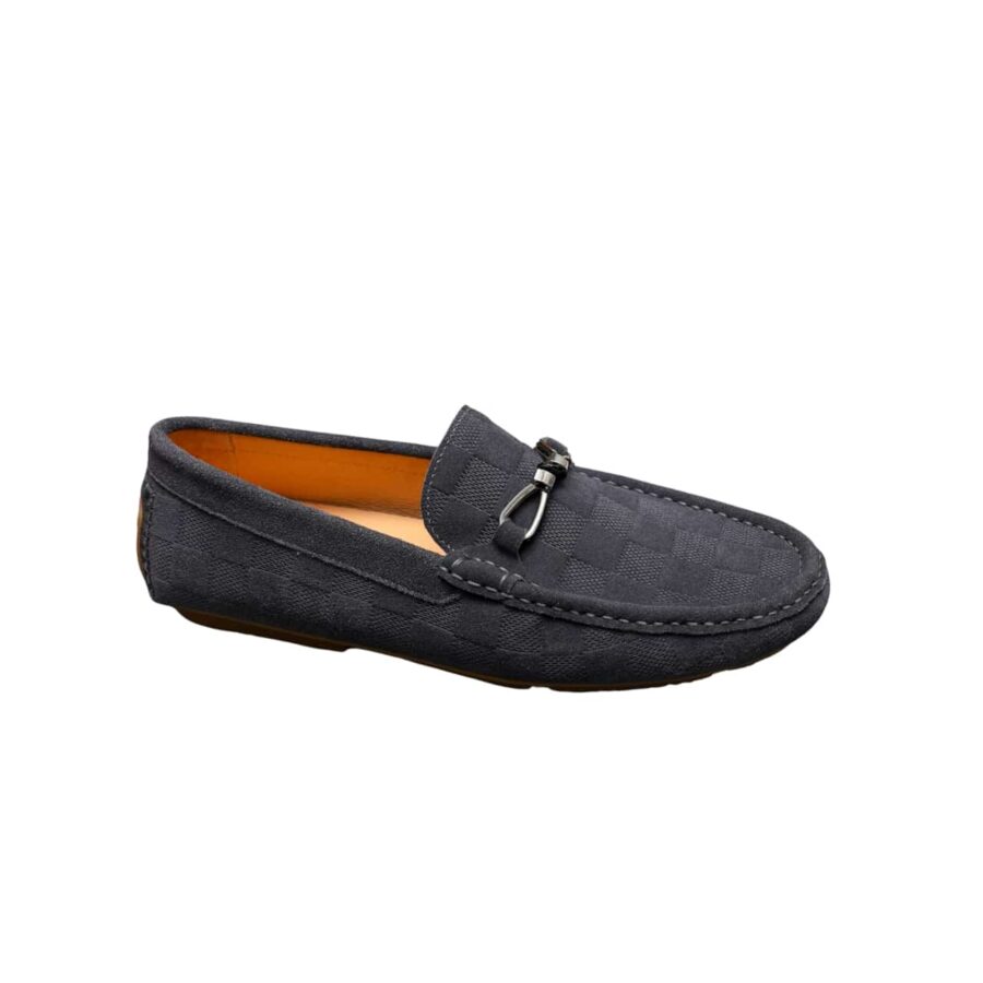 LOUIS VUITTON LV DAMIER SUEDE LEATHER LOAFERS IN GREY