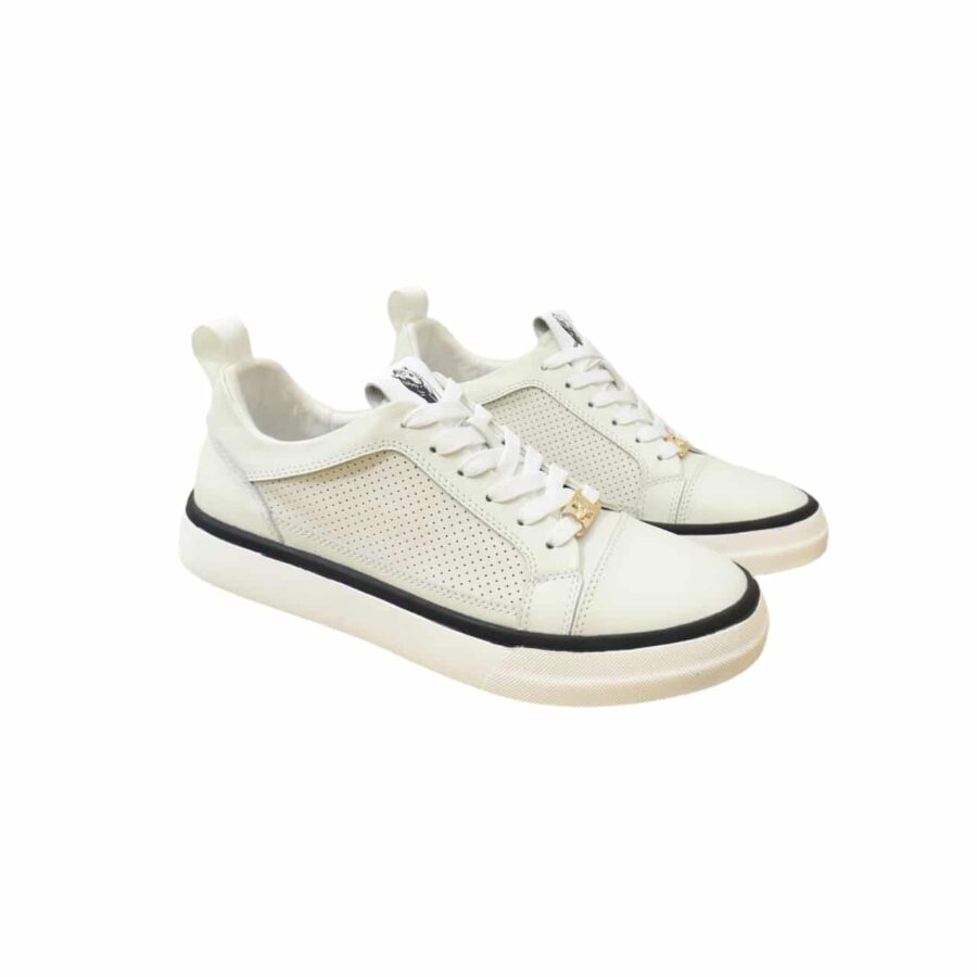 GUCCI MEN’S PLATFORM SNEAKER LEATHER WHITE WITH BLACK EDGE