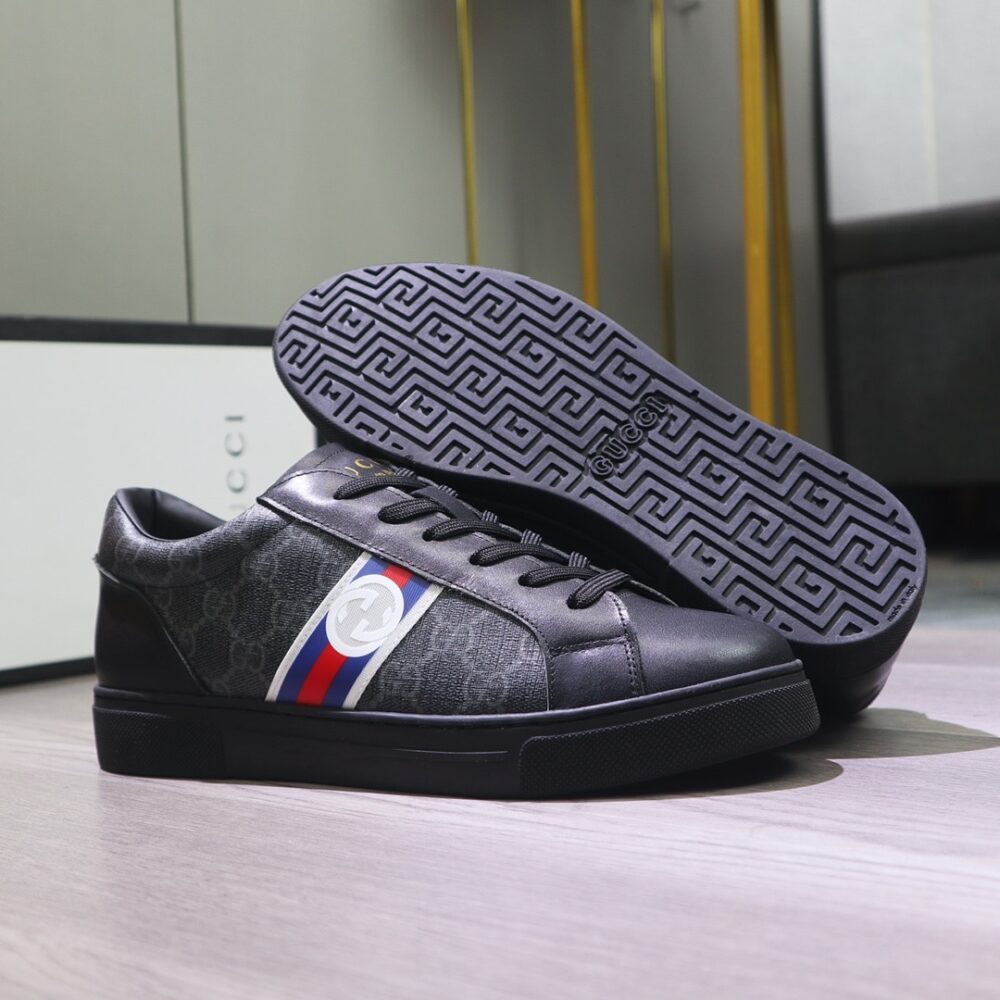 GUCCI GG SUPREME SNEAKER BLACK GG BLUE AND ORANGE WEB - Image 2
