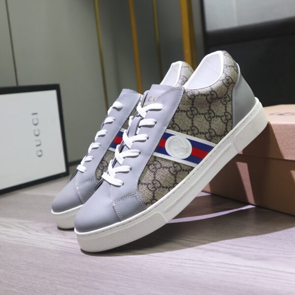 GUCCI GG SUPREME SNEAKER BEIGE GG BLUE AND ORANGE WEB - Image 5