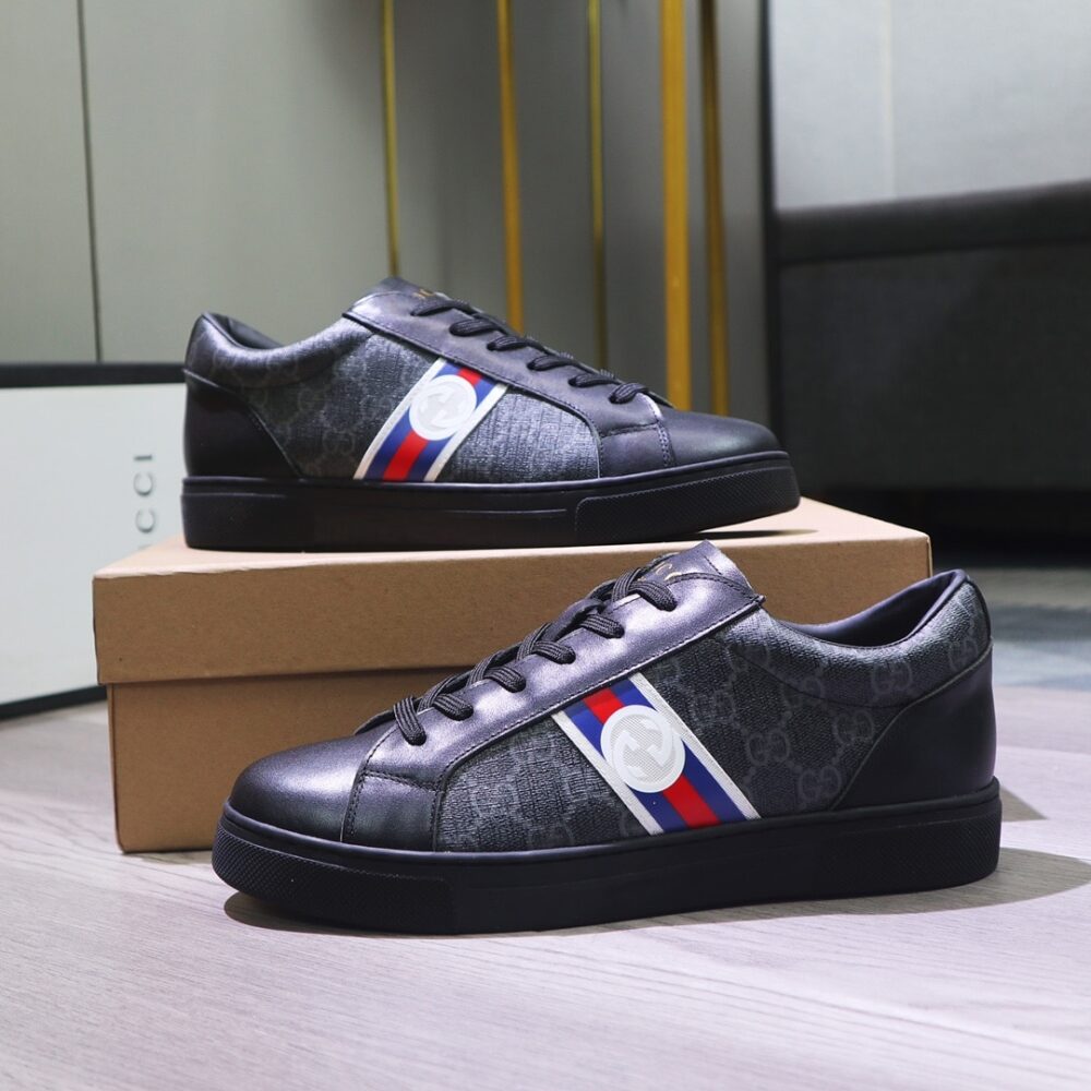 GUCCI GG SUPREME SNEAKER BLACK GG BLUE AND ORANGE WEB - Image 5