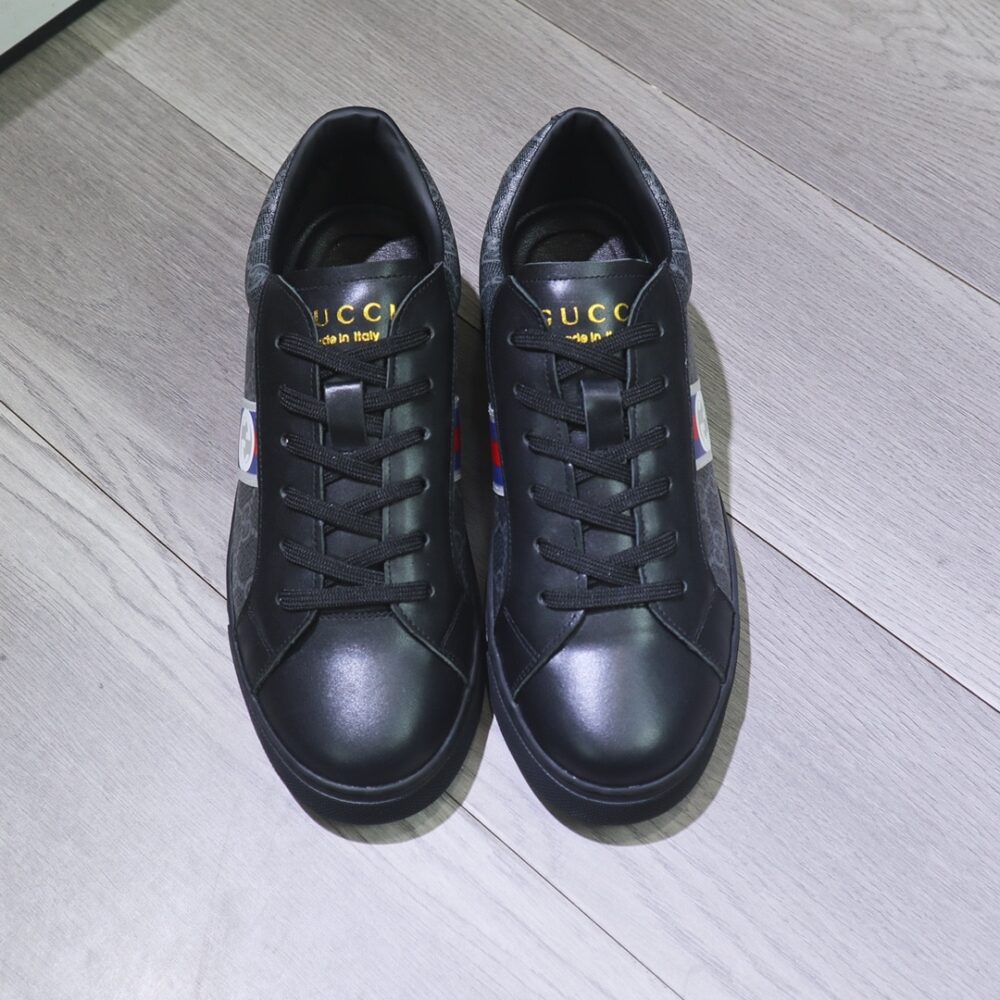 GUCCI GG SUPREME SNEAKER BLACK GG BLUE AND ORANGE WEB - Image 6