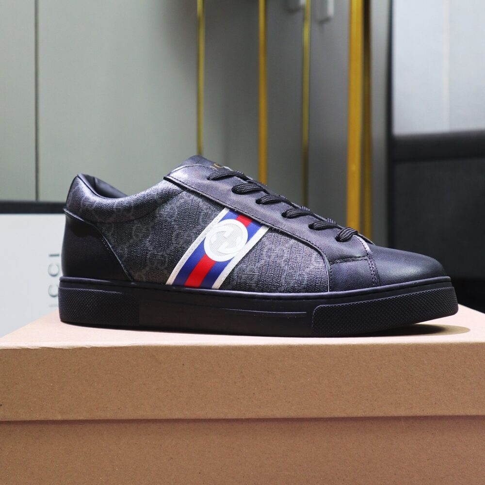 GUCCI GG SUPREME SNEAKER BLACK GG BLUE AND ORANGE WEB - Image 7