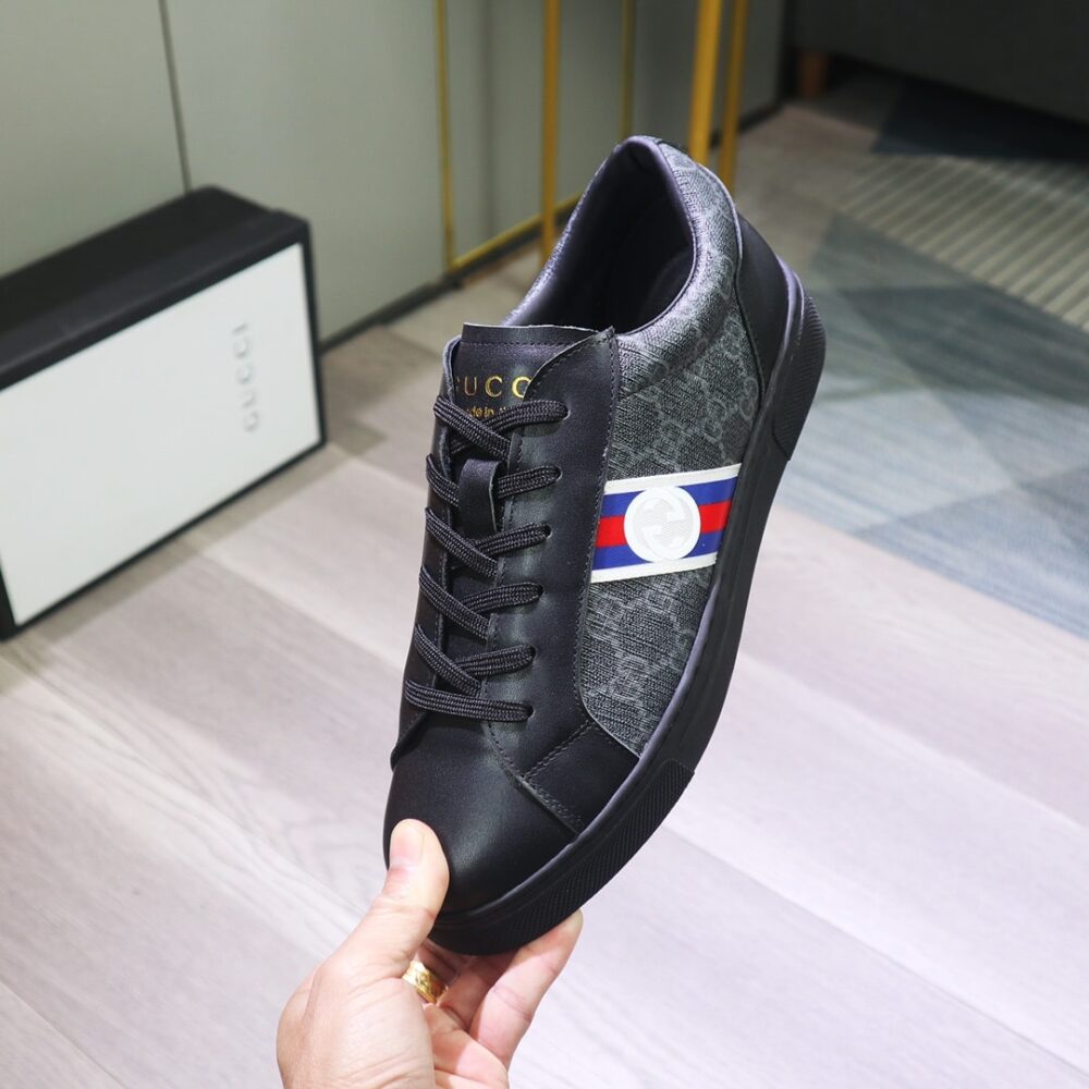 GUCCI GG SUPREME SNEAKER BLACK GG BLUE AND ORANGE WEB - Image 9