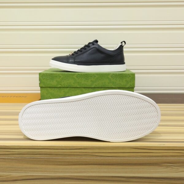 GUCCI MEN’S PLATFORM SNEAKERS LEATHER BLACK AND BLACK EDGE - Image 5