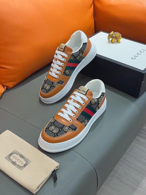 GUCCI SCREENER GG HIGH TOP SNEAKER LEATHER WITH ORANGE - Image 2