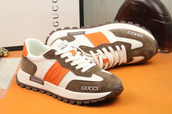 GUCCI MEN'S SNEAKER LOW TOP BROWN AND ORANGE - Image 4