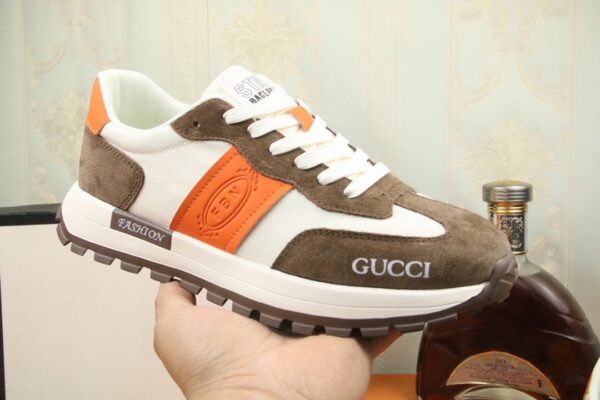 GUCCI MEN'S SNEAKER LOW TOP BROWN AND ORANGE - Image 3
