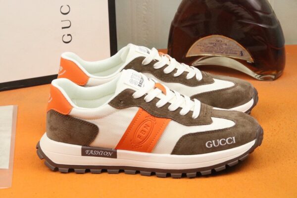 GUCCI MEN'S SNEAKER LOW TOP BROWN AND ORANGE - Image 2