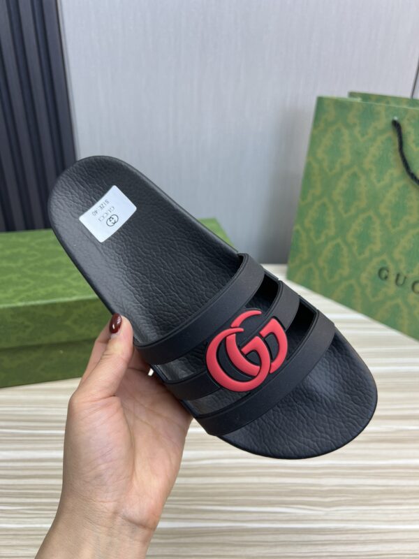 GUCCI SLIPPERS SANDALS MULES SUMMER WITH GG LOGO RED - Image 2