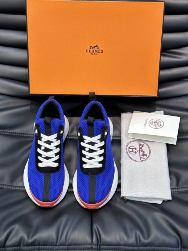 HERMES HEROS SNEAKER BLUE ORANGE H232985ZH7T400 - Image 6