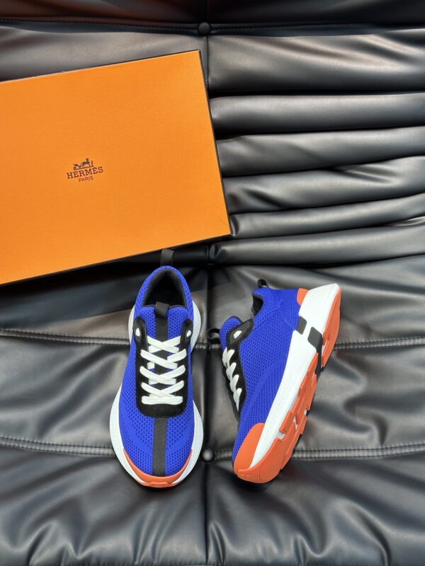 HERMES HEROS SNEAKER BLUE ORANGE H232985ZH7T400 - Image 7