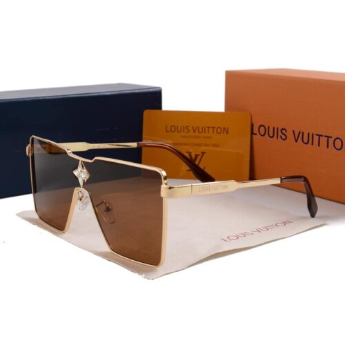 Alternative view of Louis Vuitton Cyclone Metal Sunglasses Gold Hardware In Tea