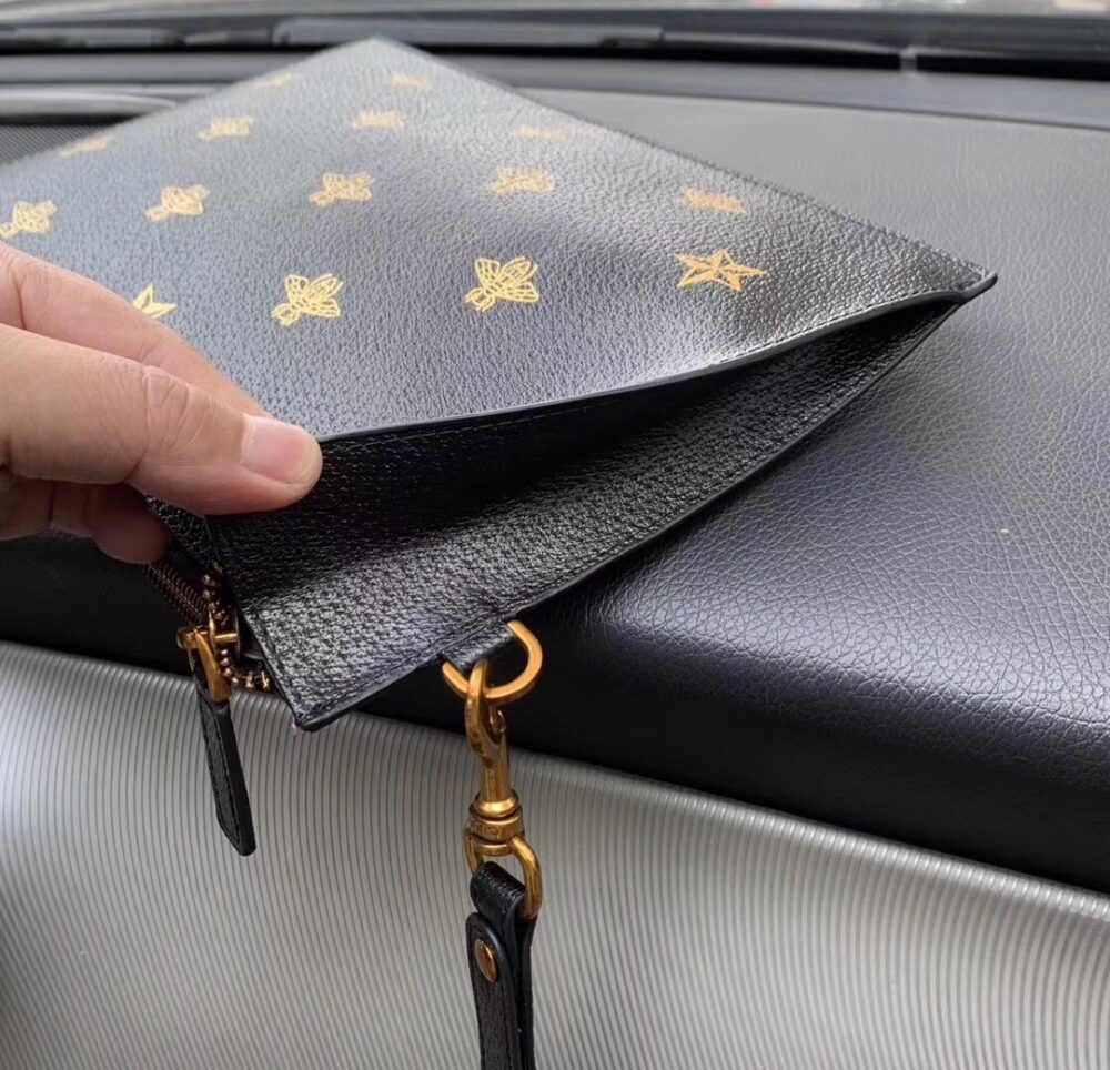 GUCCI BEE STAR LEATHER CLUTCH BLACK 28CM 495066 DJ2KT 8474 - Image 6