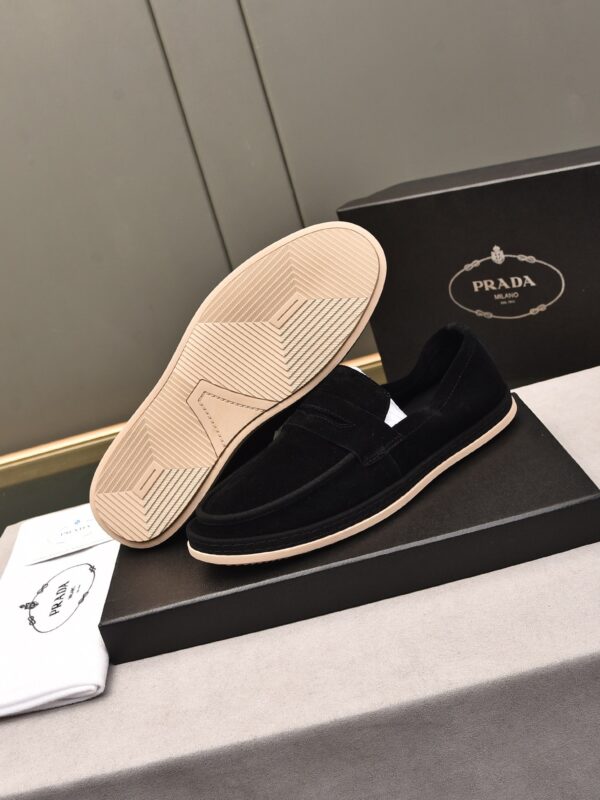 PRADA MEN'S FLAT LOAFERS SUEDE LEATHER BLACK - Image 2
