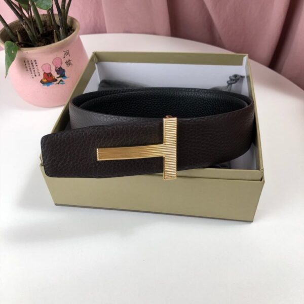 TOM FORD BLACK REVERSIBLE FULL GRAIN LEATHER BELT - Image 3