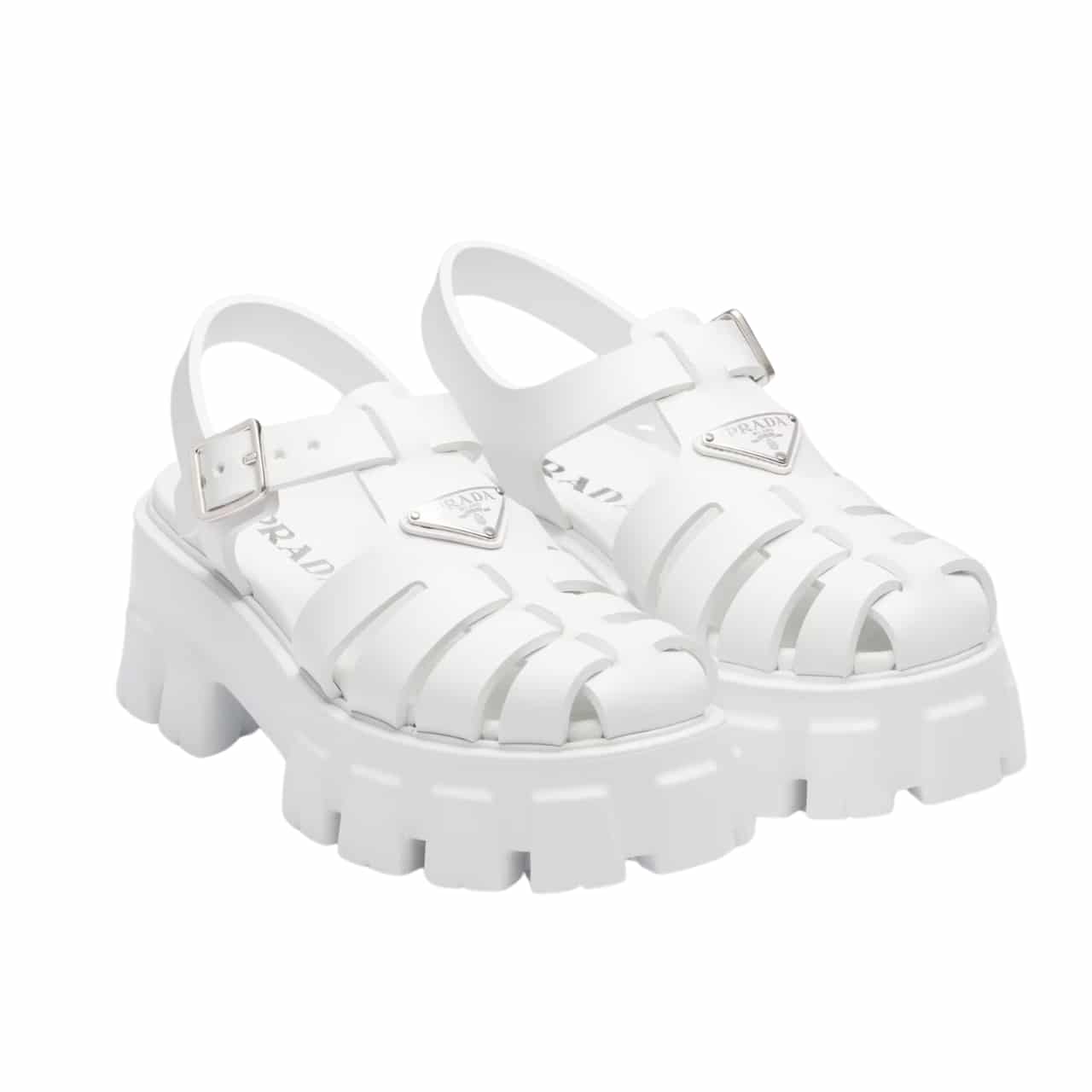PRADA MONOLITH FOAM RUBBER SANDALS WHITE 1X853M 3LKK F0009 F 055