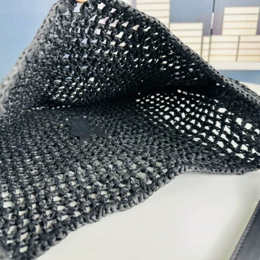 Alternative view of Saint Laurent Oxalis In Raffia Crochet And Leather Black 41Cm 781289Gaaea1000