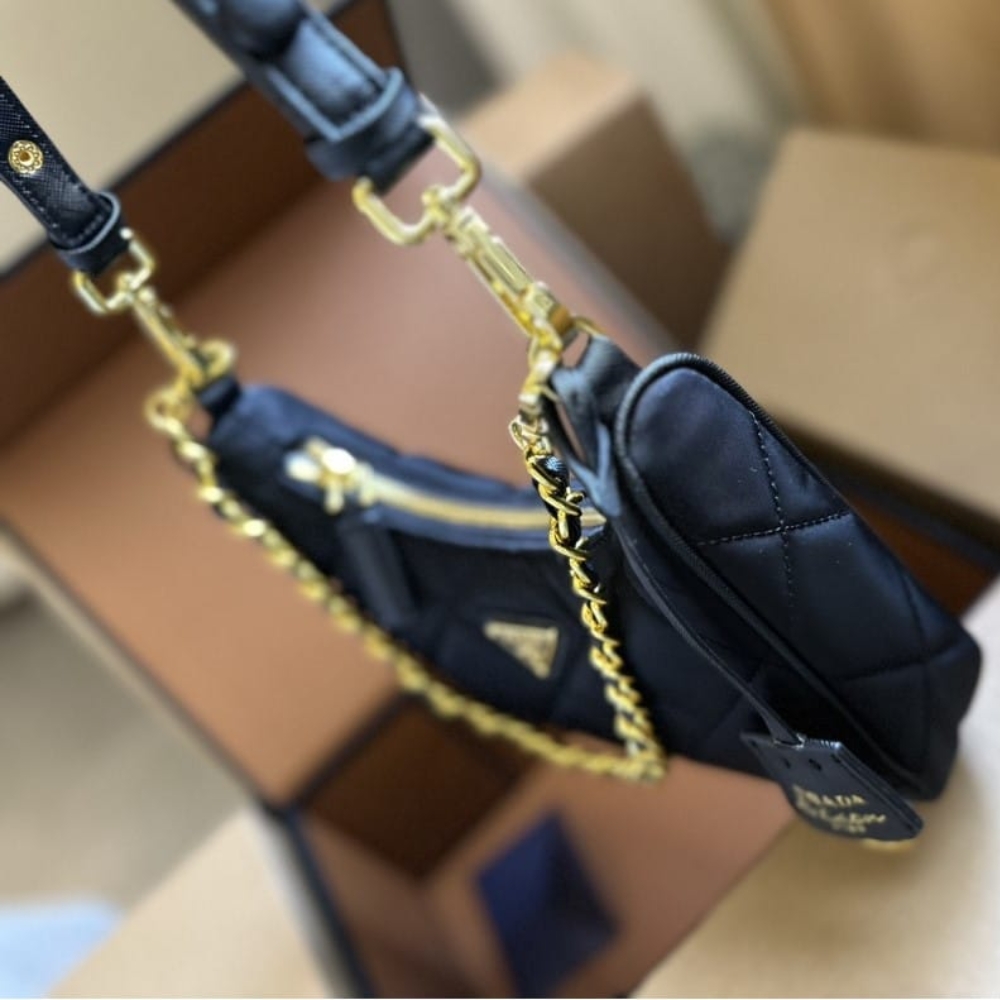 PRADA RE EDITION 1995 CHAÎNE RE NYLON MINI BAG BLACK 22CM 1BC204 2AOS F0002 V QOO - Image 7