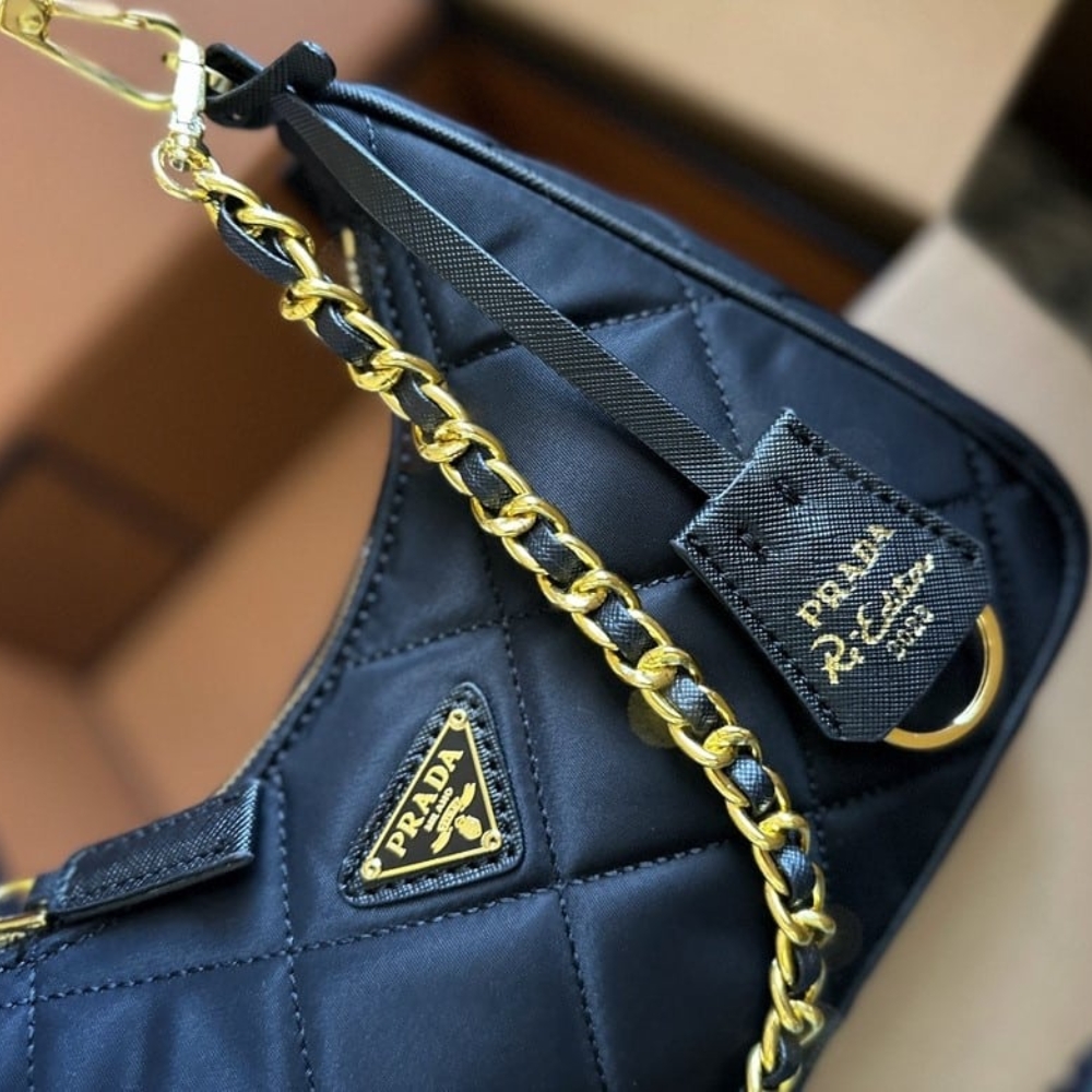 PRADA RE EDITION 1995 CHAÎNE RE NYLON MINI BAG BLACK 22CM 1BC204 2AOS F0002 V QOO - Image 8