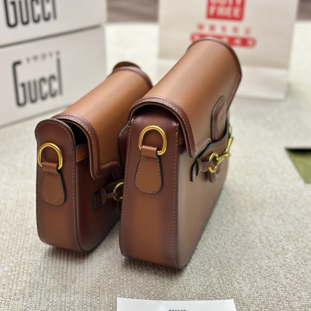 Gucci Lady Web Hand Stained Leather Shoulder Bag In Brown 25Cm 380573 B012A 2574 - Image 4