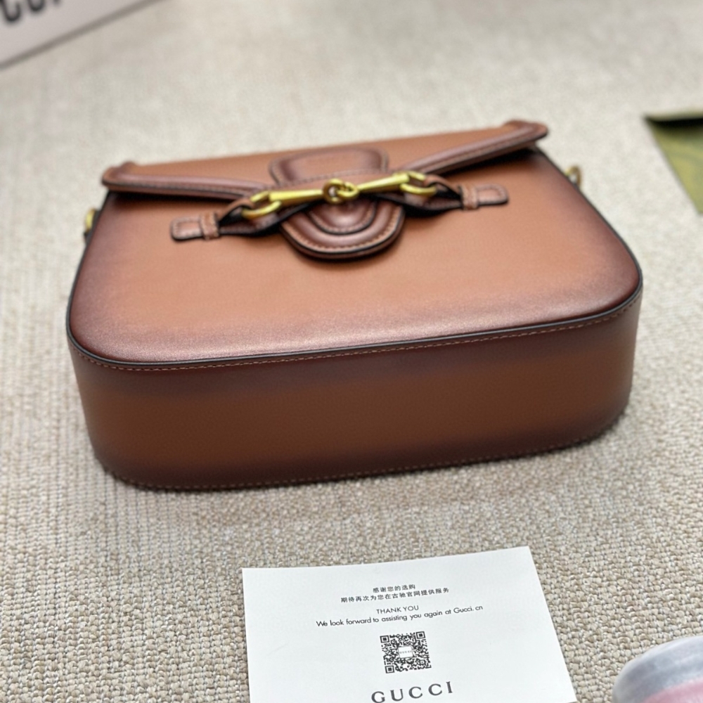 Gucci Lady Web Hand Stained Leather Shoulder Bag In Brown 25Cm 380573 B012A 2574 - Image 5