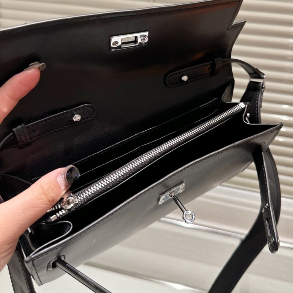 HERMES KELLY CLASSIQUE TO GO WALLET BLACK SILVER HARDWARE 19CM H080253CK89 - Image 4