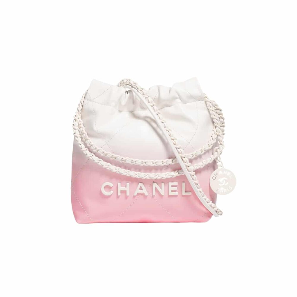 CHANEL 22 MINI HANDBAG PATENT GRADIENT LEATHER PINK 20CM
