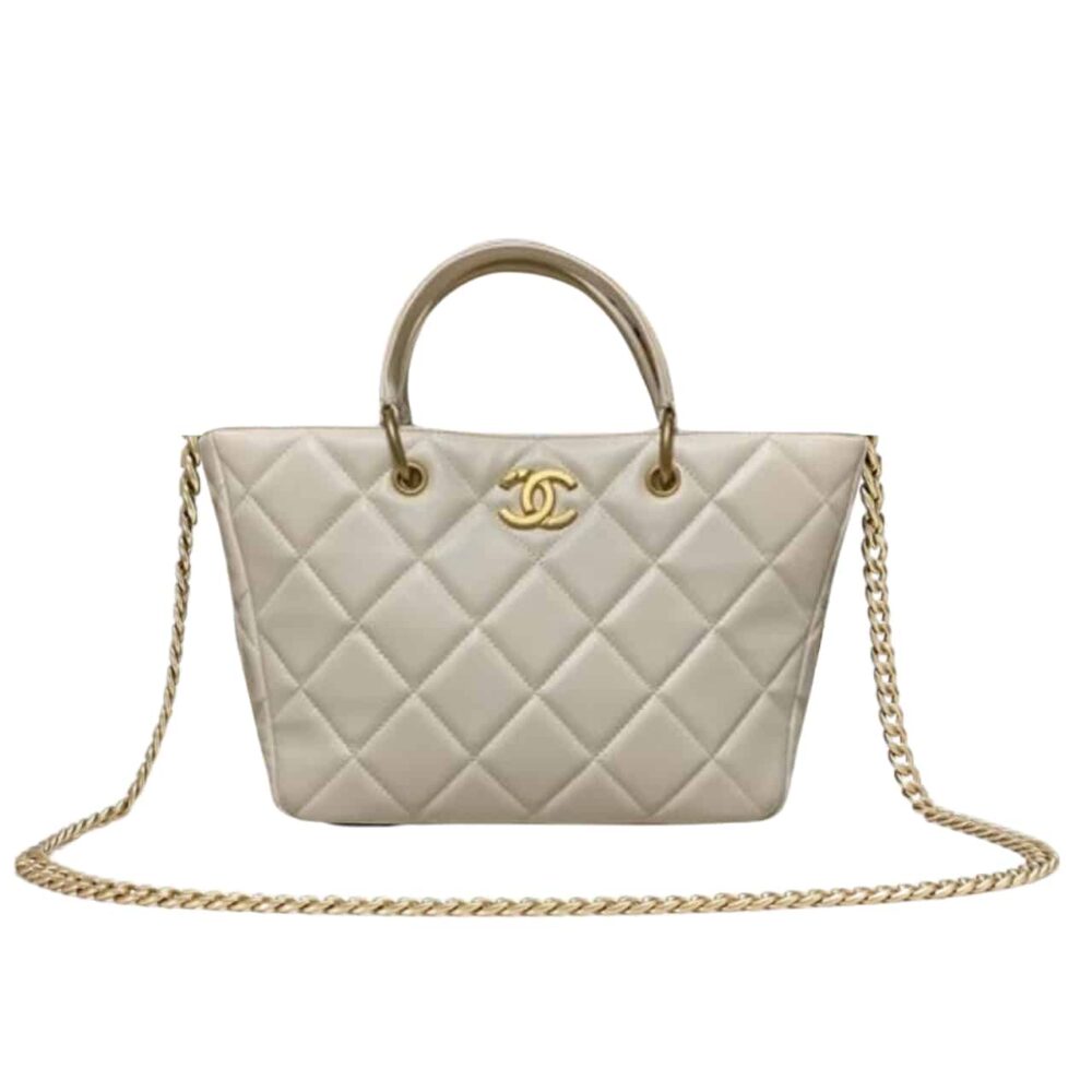 CHANEL SMALL SHOPPING BAG WHITE 25CM AS4188