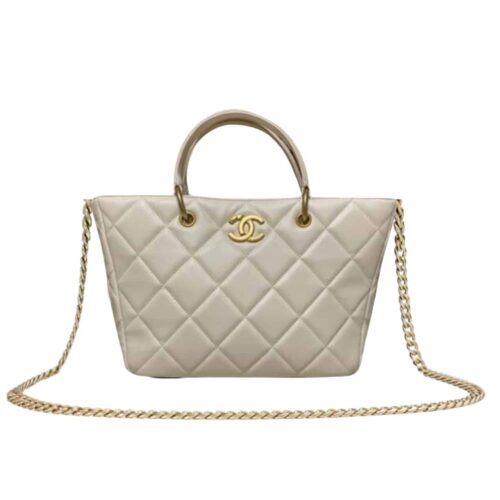 Chanel Small Shopping Bag White 25Cm As4188