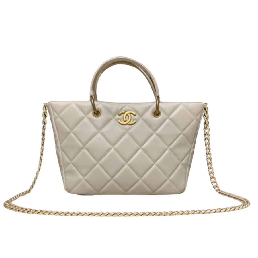 CHANEL SMALL SHOPPING BAG WHITE 25CM AS4188