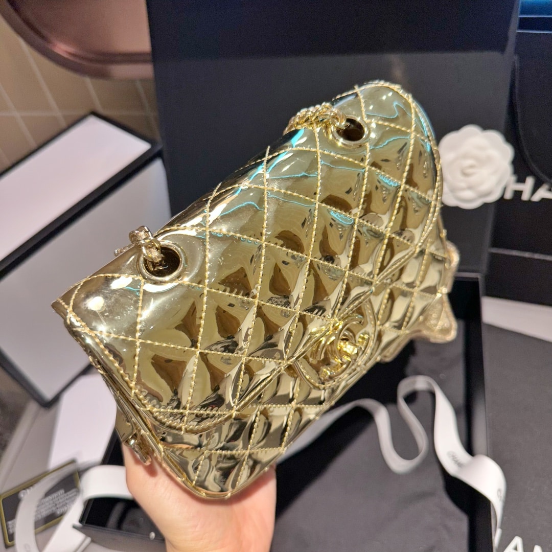 CHANEL MINI FLAP BAG STAR COIN PURSE YELLOW GOLD 20CM AS4646 B14873 NT671 - Image 6