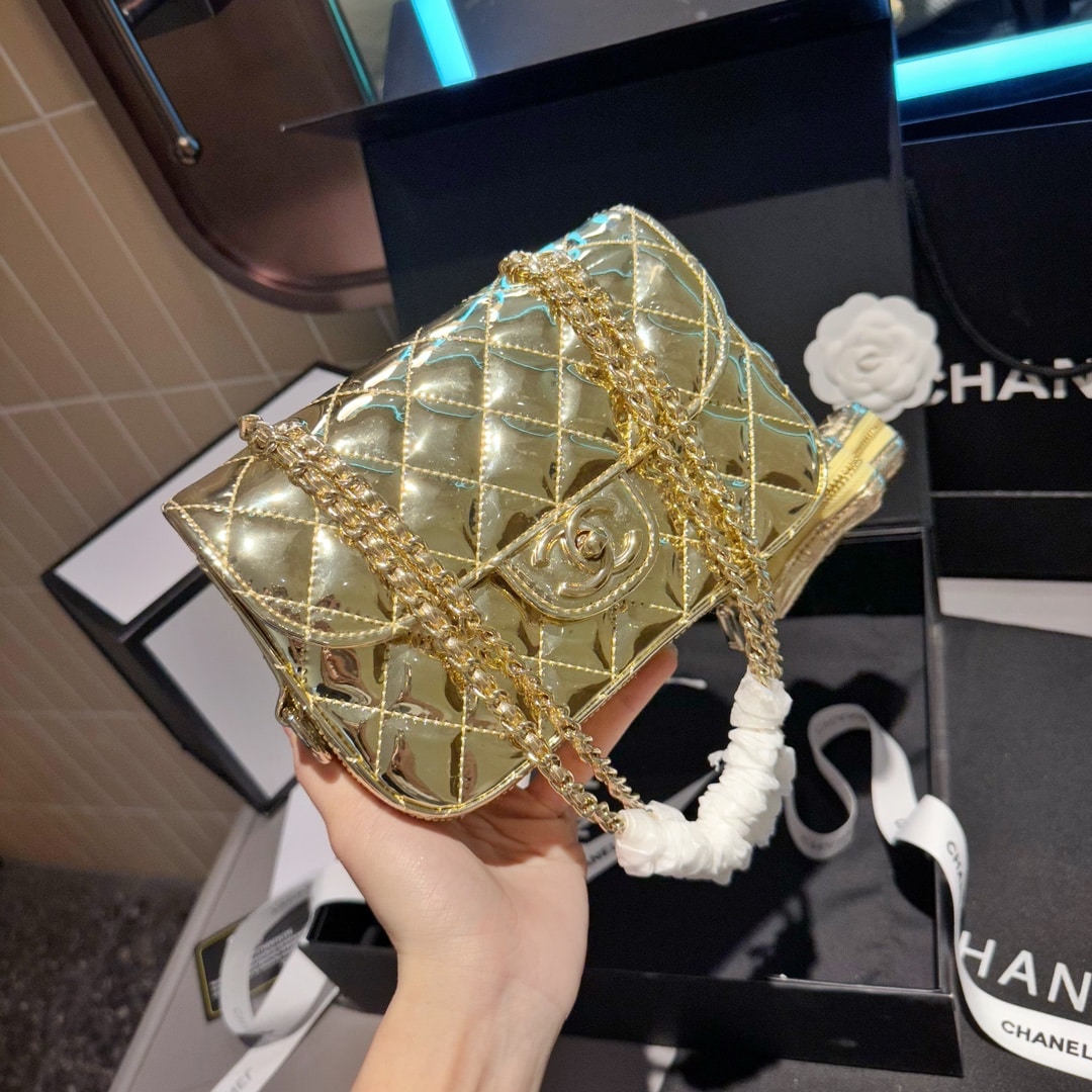 CHANEL MINI FLAP BAG STAR COIN PURSE YELLOW GOLD 20CM AS4646 B14873 NT671 - Image 7