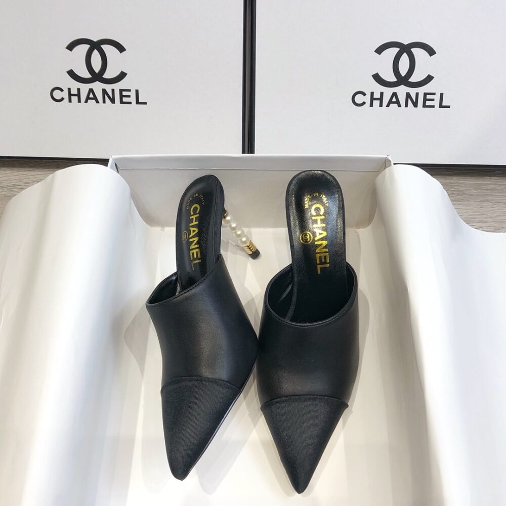 CHANEL MULES GROSGRAIN BLACK - Image 4