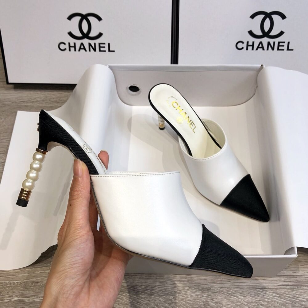 CHANEL MULES GROSGRAIN WHITE - Image 3