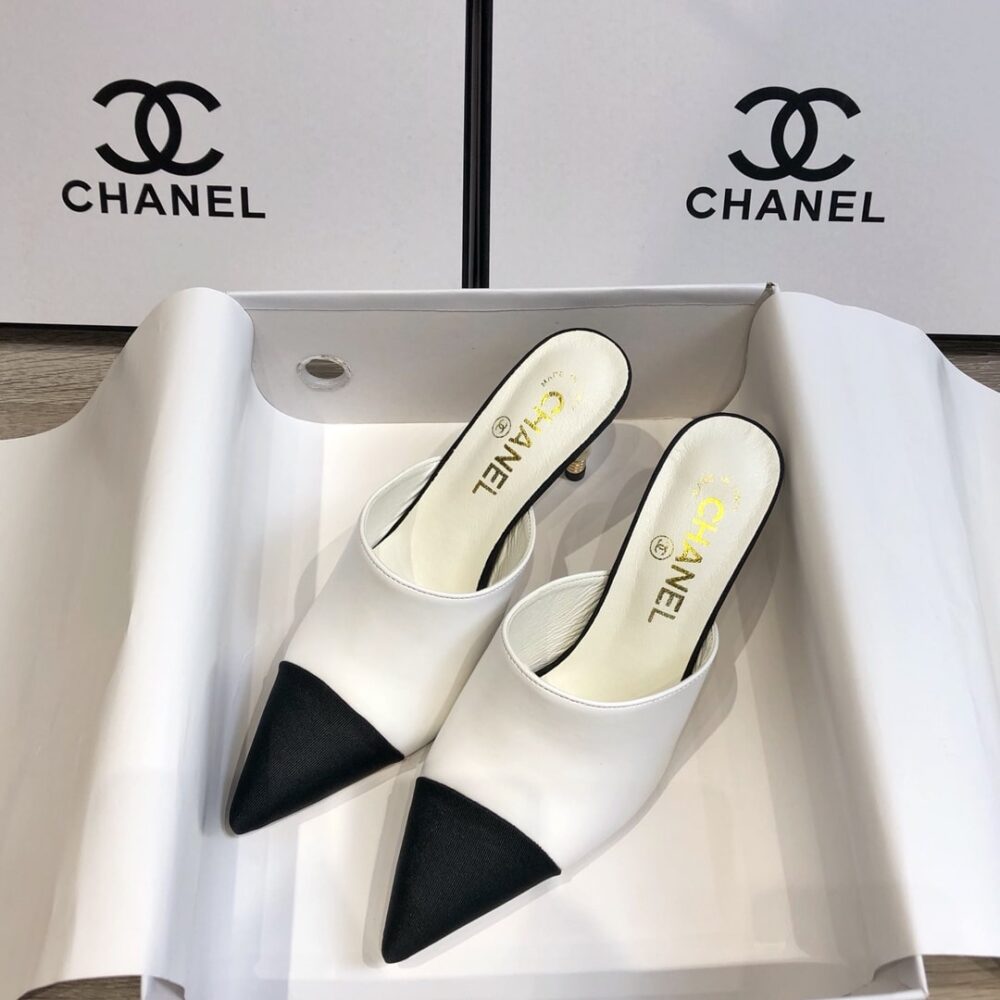 CHANEL MULES GROSGRAIN WHITE - Image 4
