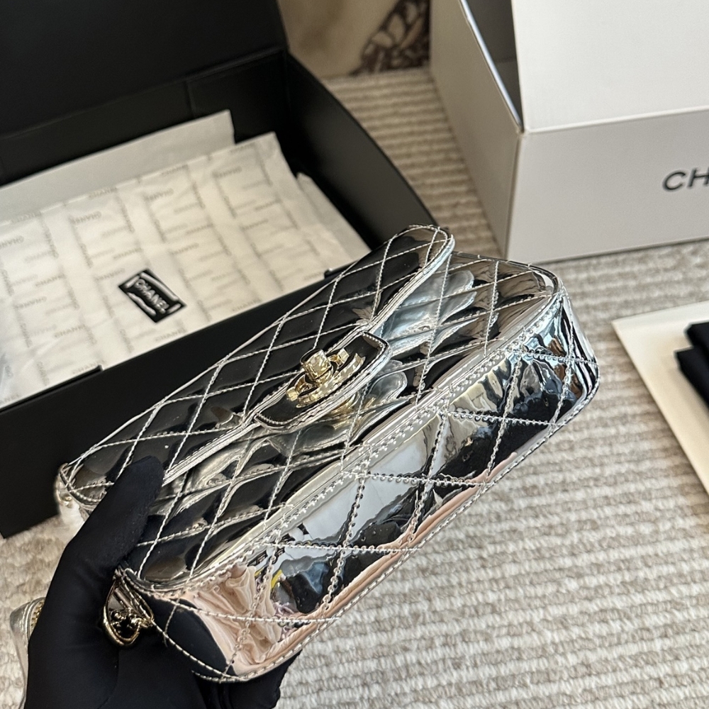 CHANEL MINI FLAP BAG STAR COIN PURSE SILVER 24CM AS4648 B14873 NT666 - Image 4