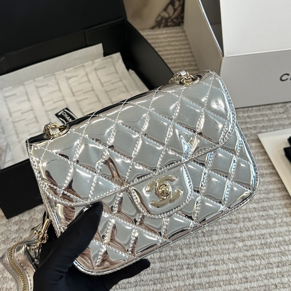 CHANEL MINI FLAP BAG STAR COIN PURSE SILVER 24CM AS4648 B14873 NT666 - Image 2